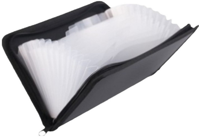 미소로운 A6 폴더 스몰 백 아코디언 영수증정리함, 블랙 + 투명속지, 1개