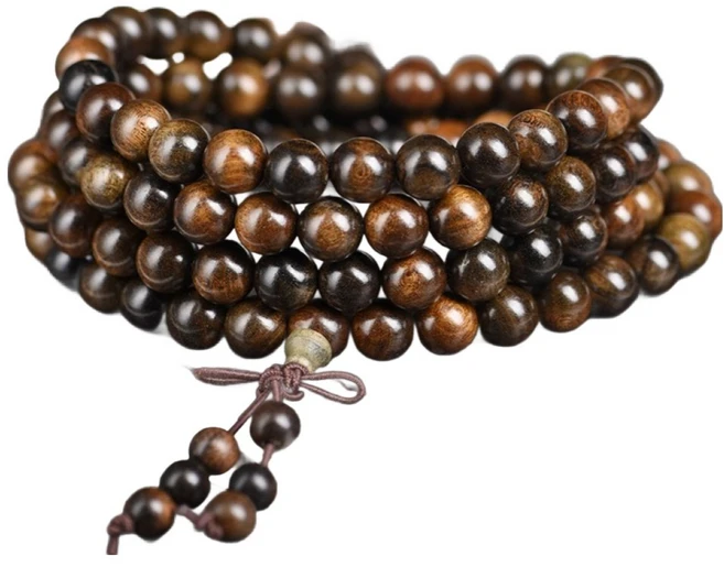 비엠디자인 전통 클래식 염주 구슬 0.8cm 108p, 나무색, 1개 - 쿠팡