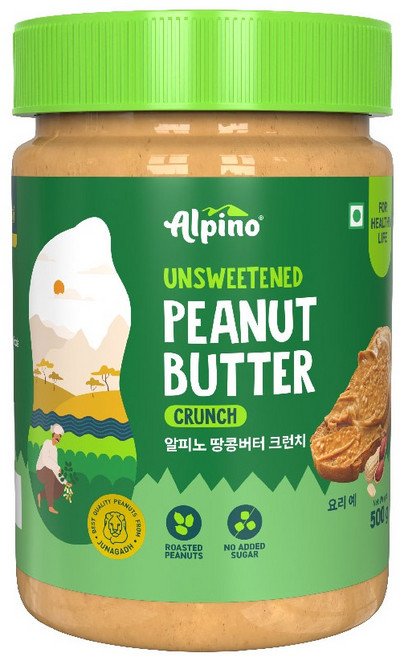 ALPINO 無糖顆粒花生醬, 500g, 1個