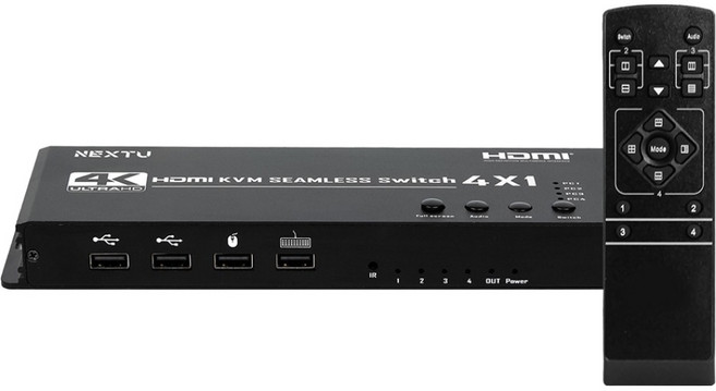 넥스트유 크이안 4K HDMI 4포트 USB C타입 심리스 매트릭스 KVM 스위치, 5507SMV-KVM, 1개
