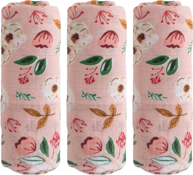 little unicorn 純棉安撫巾 3入組, 復古花園