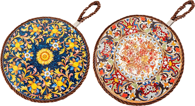 JAR 嚴選 中式宮廷風陶瓷耐熱鍋墊2件組 17cm, 1組, 富貴欣欣向榮款