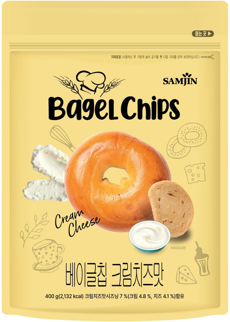 삼진 베이글칩 크림치즈맛, 400g, 1개