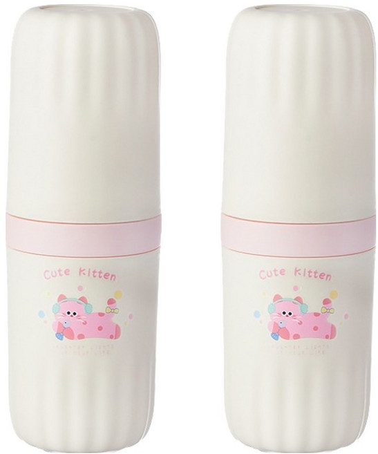 더자카 애니멀 파스텔 칫솔케이스 FREE, 핑크, 2개