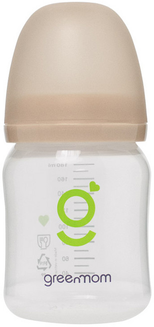 그린맘 베이직 PP 와이드형 젖병, 샌드베이지, 180ml, 1개