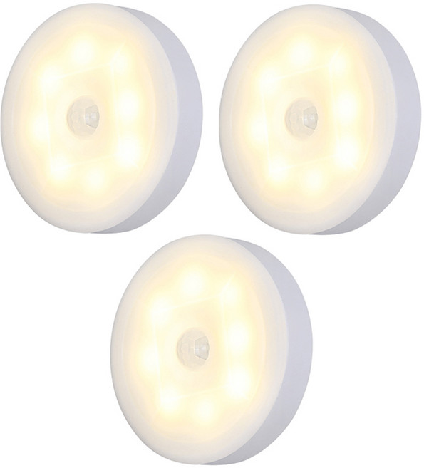 마메 LED 모션 감지 현관 무선 센서등, 화이트 + 주백색, 3개