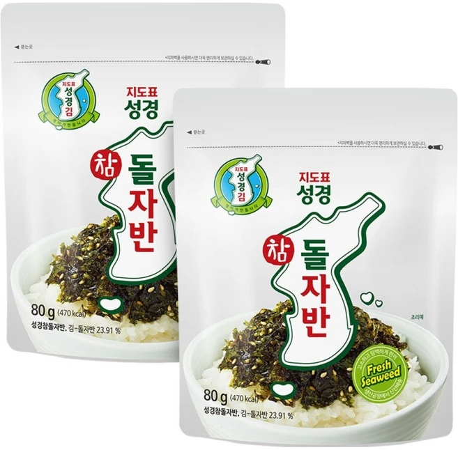 지도표성경 참돌자반 김, 80g, 2개 - 쿠팡