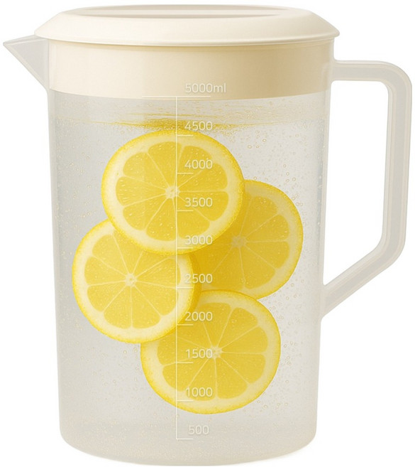 리빙메이커 BPA FREE 업소용 PP비커 가벼운 워터포트 계량컵 물 피쳐 물통, 투명, 5L, 1개