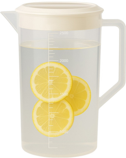 리빙메이커 BPA FREE 업소용 PP비커 가벼운 워터포트 계량컵 물 피쳐 물통, 투명, 2.5L, 1개