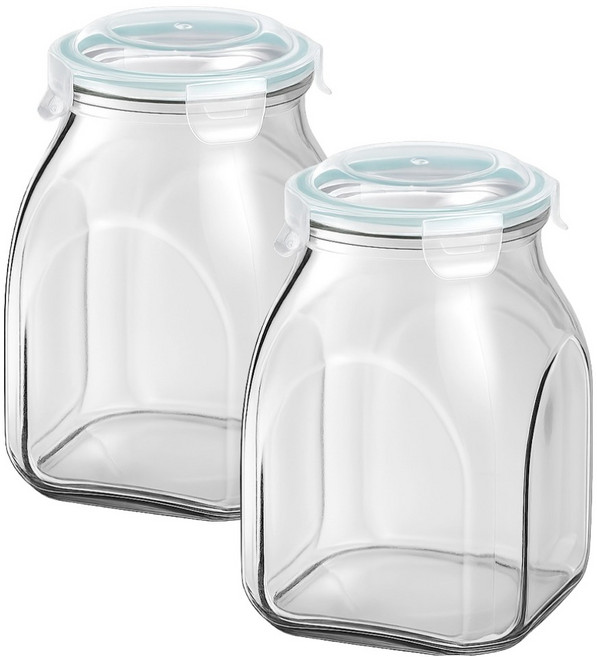 발룬피니 다용도 사각 캐니스터 유리 저장병, 3.2L, 2개