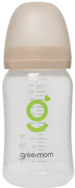 그린맘 유아용 베이직 PP 와이드형 젖병, 샌드 베이지, 260ml, 1개