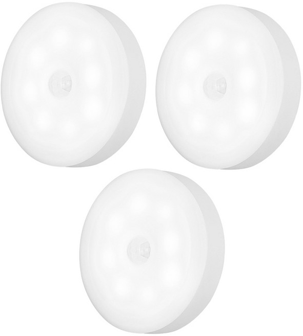 마메 LED 모션 감지 현관 무선 센서등, 화이트 + 주광색, 3개