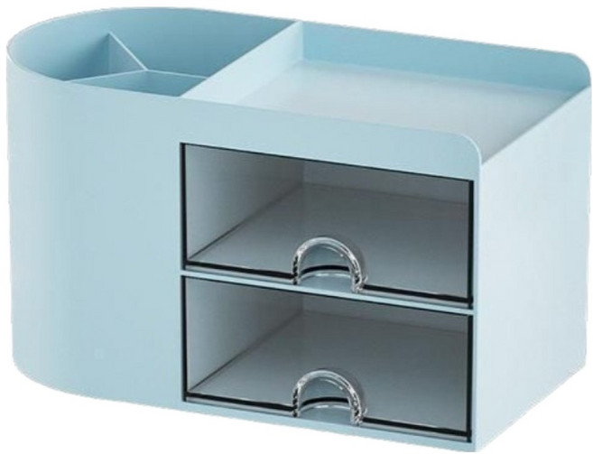 천스마켓 다용도 라운드형 미니 연필꽂이 수납함, 스카이블루, 1개