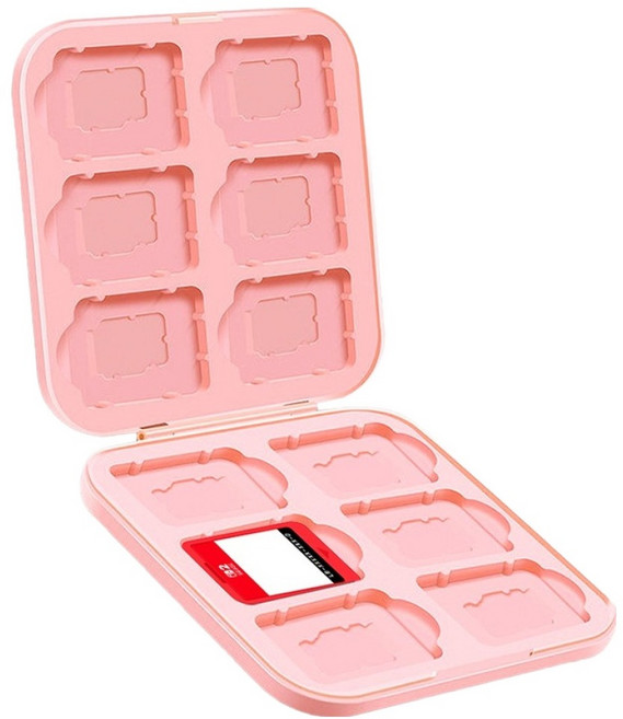 스페이스쉴드 닌텐도 스위치 시리즈 호환 포켓 팟 게임 카드 카트리지 수납 정리 보관 PC 케이스 12슬롯, 핑크, 1개