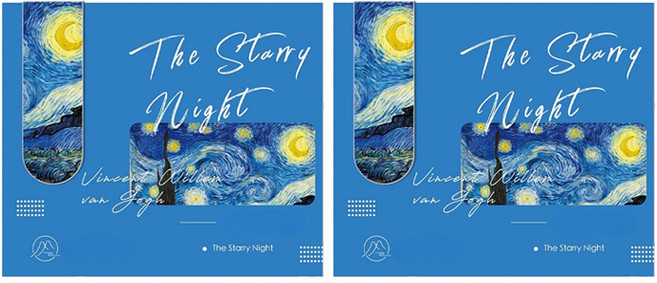 퓨어온 명화 모네 반고흐 요하네스 페르메이르 디자인 자석 북마크 별이 빛나는 밤 9 x 10.5 cm, 혼합색상, 2개