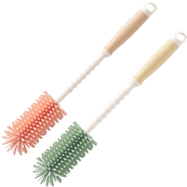 FLaiTO 白金矽膠Wash-cle清潔刷 2件組 33cm, 1套, 薄荷綠 + 煙燻粉