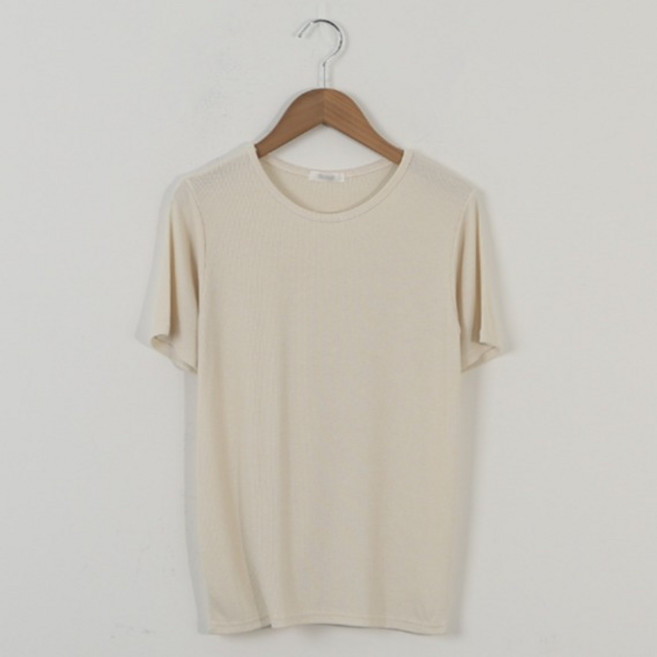 피핀 여성용 베이직 골지 반팔 티셔츠 #112217