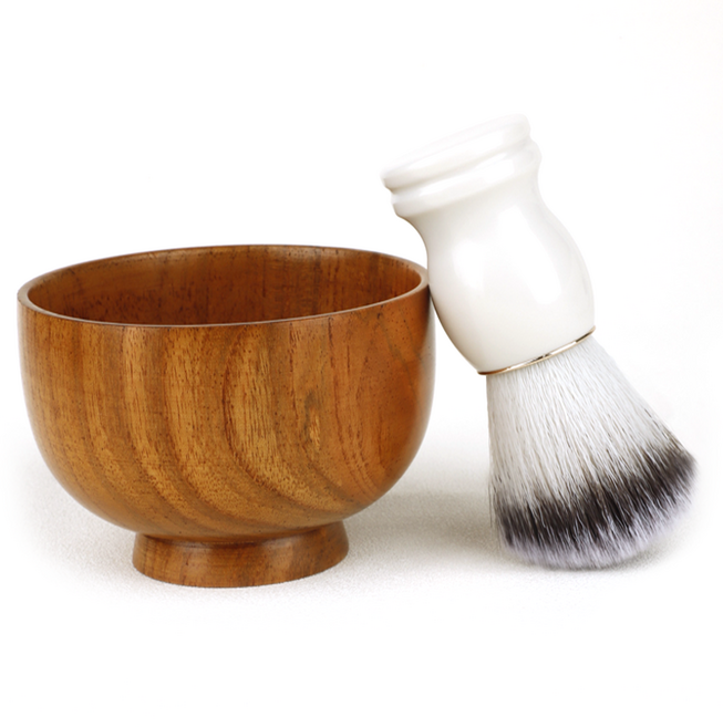 그리뉴얼 맨스 바버샵 쉐이빙 볼 + 브러쉬 세트 우드화이트, 1개, 쉐이빙볼 + 면도브러쉬
