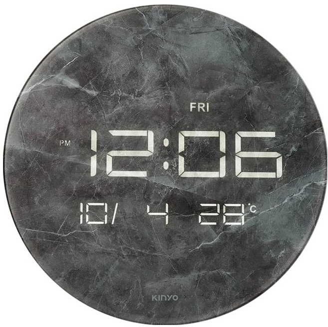 Kinyo LED大理石紋玻璃電子鐘 TD3030 12.5吋, 大理石紋