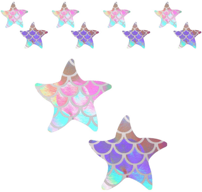 켈본 스페셜 패턴 니플패치 화이트 홀로그램 불가사리, 10개