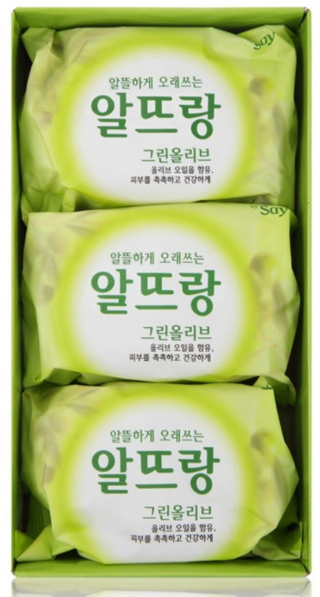 LG생활건강 알뜨랑 그린올리브 비누, 140g, 3개입
