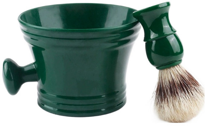 로프트마켓 포밍볼 쉐이빙 브러쉬 그루밍도구 세트 그린 ONE SIZE, 1세트, 쉐이빙 브러쉬 + 볼