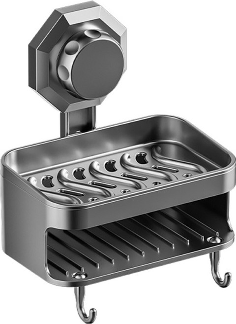 小麥購物 吸盤肥皂盒 L165, 1個, 槍灰色