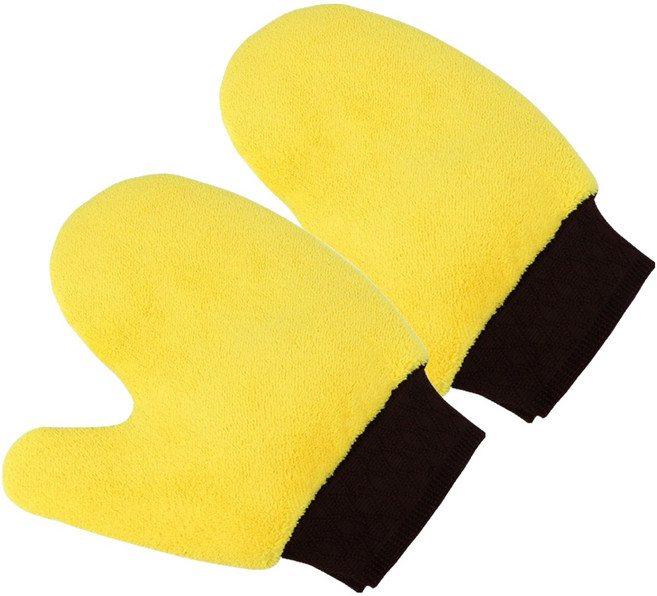 청파모터스 양면형 손목밴딩 세차 장갑, 그레이 + 옐로우, 2개