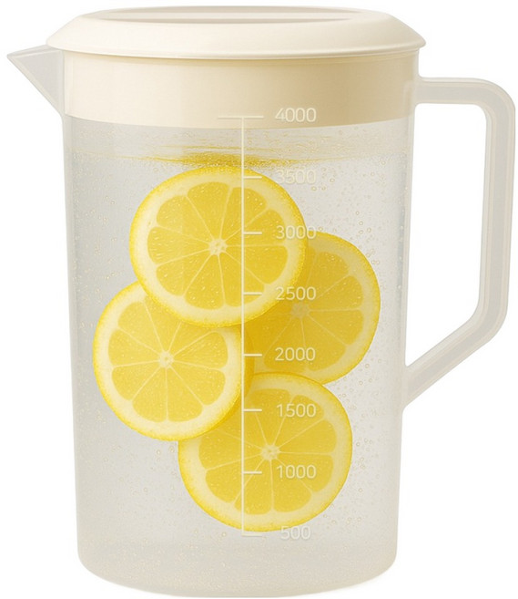 리빙메이커 BPA FREE 업소용 PP비커 가벼운 워터포트 계량컵 물 피쳐 물통, 투명, 4L, 1개