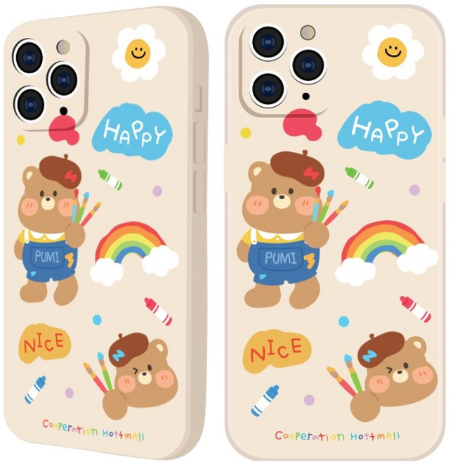핫티몰 화가 푸미 귀여운 곰돌이 캐릭터 휴대폰 케이스