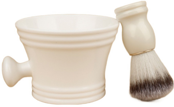 그리뉴얼 맨스 바버샵 쉐이빙 브러쉬 + 볼 세트 손잡이화이트, 1세트