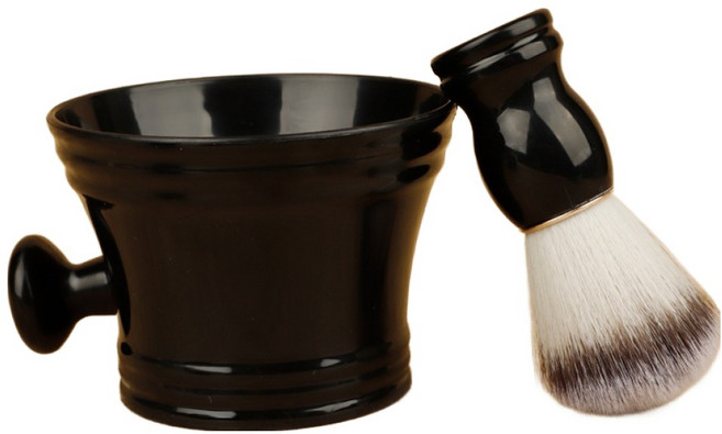 그리뉴얼 맨스 바버샵 쉐이빙 브러쉬 + 볼 세트 손잡이블랙, 1세트