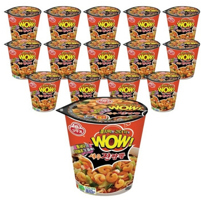 오뚜기 WOW 새우진짬뽕 컵라면 80g, 15개