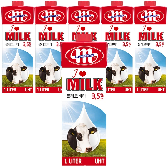 믈레코비타 아이러브밀크 3.5% 멸균우유, 1L - 쿠팡