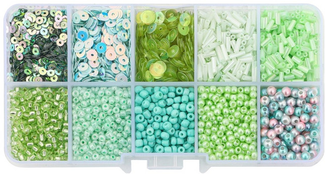 심플하니 반짝반짝 비즈 컬렉션 10종 세트, 라이트 그린, 1세트