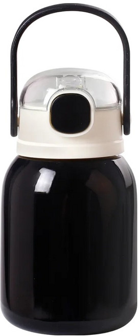HIKARI 日光生活 不鏽鋼吸管大肚杯, 曜石黑, 500ml, 1個