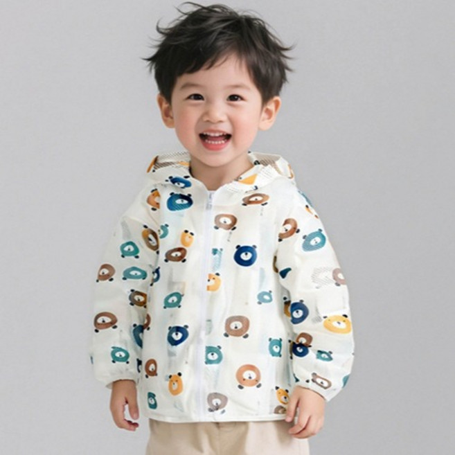 JOYMULTI 兒童輕量涼感網眼小熊防風外套