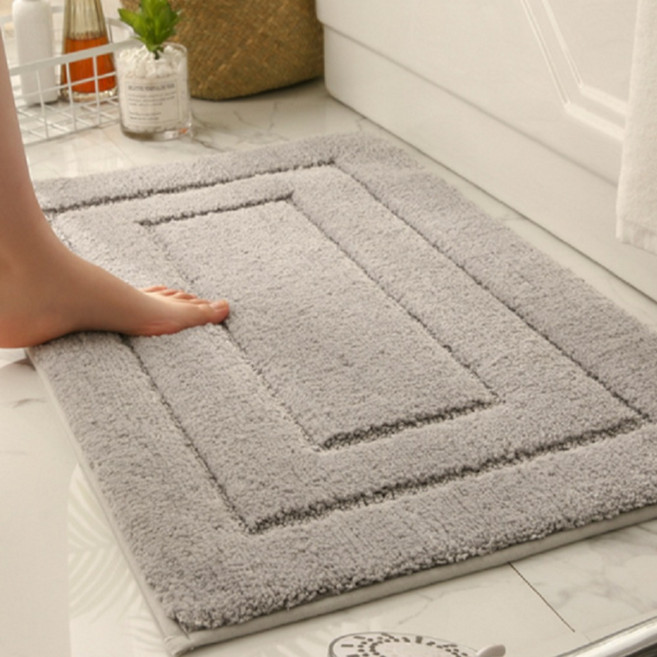 樹懶慢慢 立體式回型加厚吸水地墊, 煙灰色, 1個