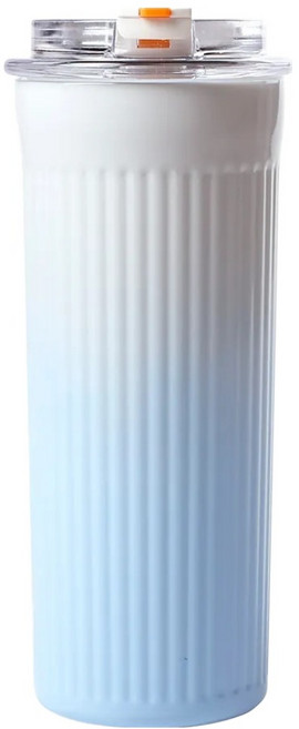 HIKARI 日光生活 不鏽鋼吸管咖啡杯, 馬卡龍藍, 450ml, 1個