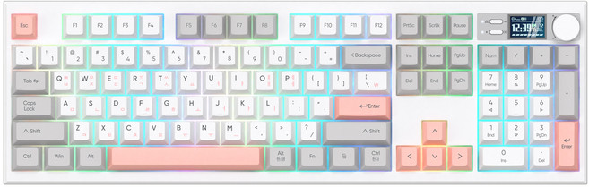 앱코 오피스 네비게이터 유무선 기계식 키보드, 핑크 그레이, AS104(조약돌 슈팅스타), 제조사축