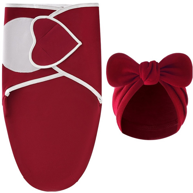 스타빈 하트벨크로 속싸개 + 모자 세트 ONE SIZE