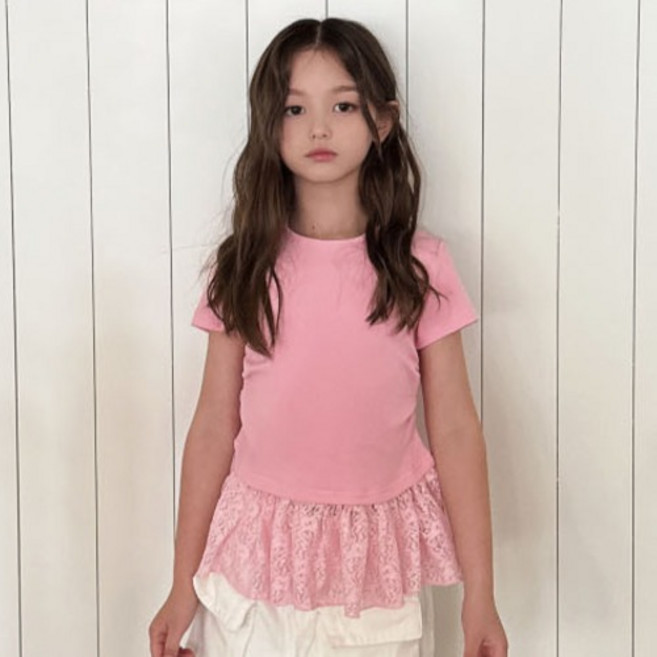 에이비프 여아용 발레코어 레이스 프릴 홀터 반팔 티셔츠