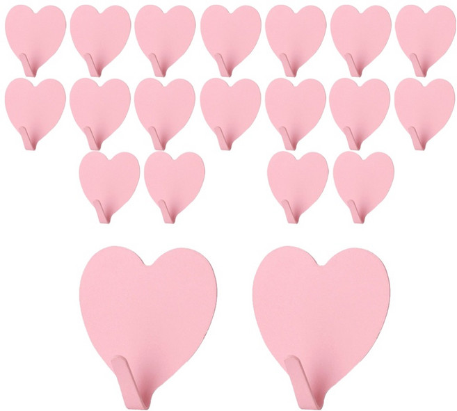 모나코올리브 무타공 핑크핑크 하트 후크, 연핑크, 20개