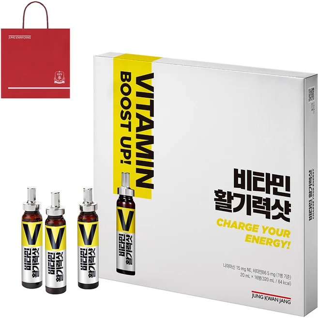 정관장 비타민 활기력샷 + 쇼핑백, 20ml, 16개 - 쿠팡