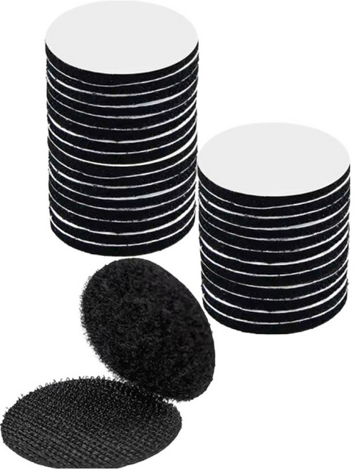 엔더 스티커형 원형 벨크로 찍찍이 암수 테이프 블랙 6 x 6 cm 30p, 1개