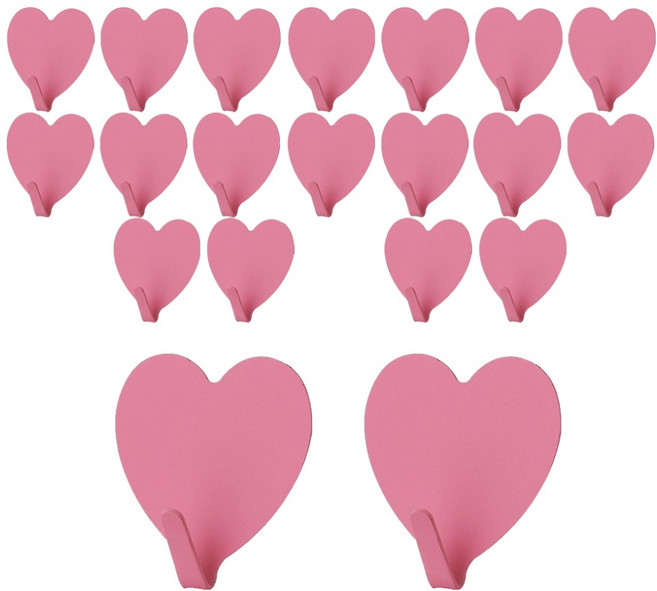 모나코올리브 무타공 핑크핑크 하트 후크, 진핑크, 20개