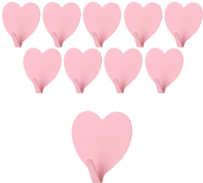 모나코올리브 무타공 핑크핑크 하트 후크, 연핑크, 10개