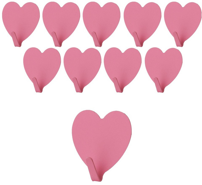 모나코올리브 무타공 핑크핑크 하트 후크, 진핑크, 10개