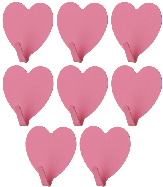 모나코올리브 무타공 핑크핑크 하트 후크, 진핑크, 8개