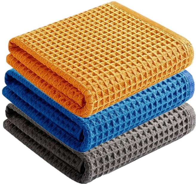 GUNU 유리 세차 타월 와플 타입, 혼합색상, 3개